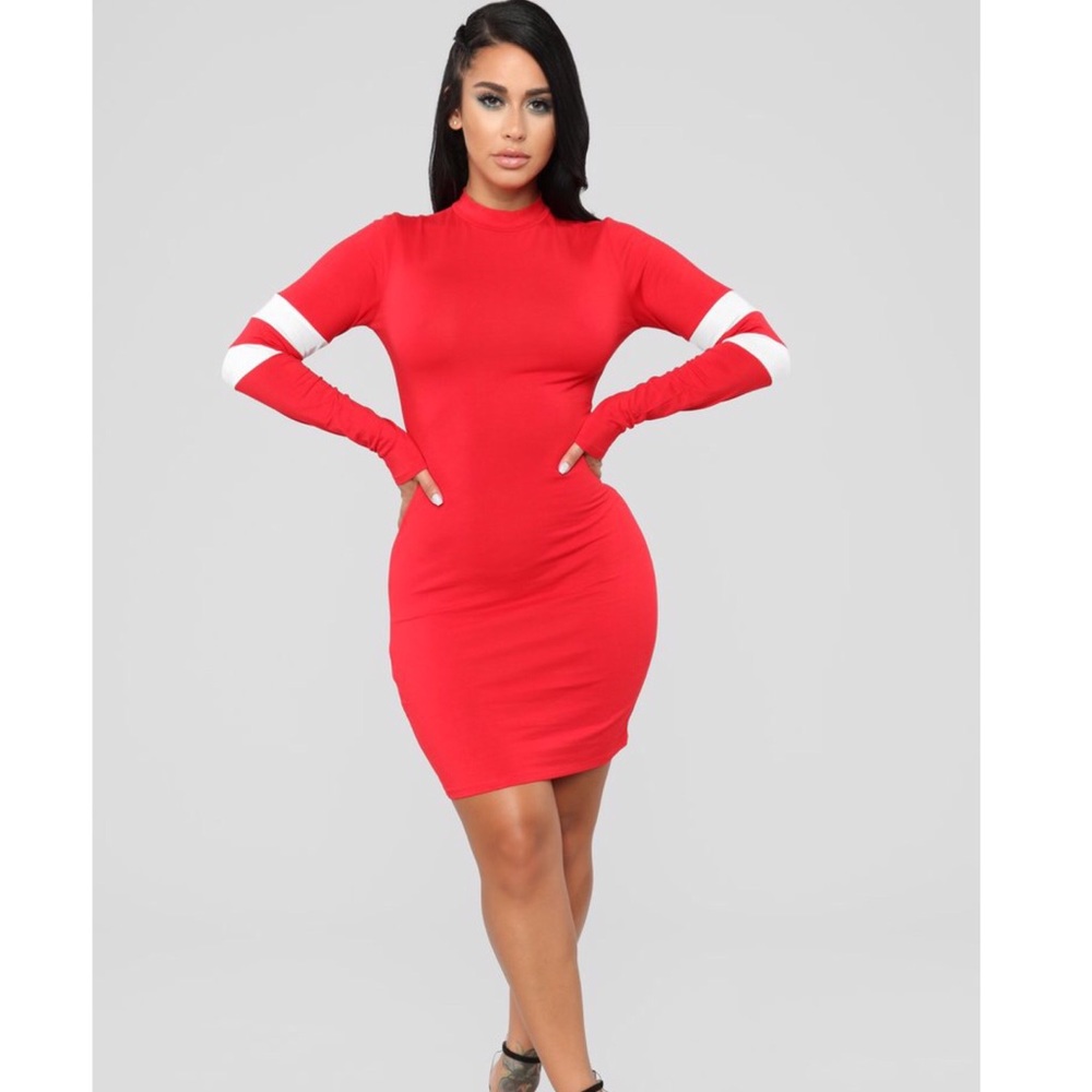 Fashion Nova red Varsity dress size Small